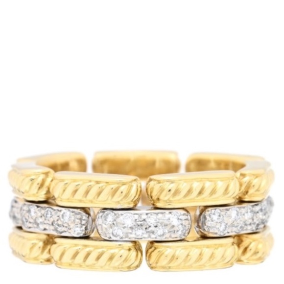 David Yurman Gatelin 18k Yellow Gold Pave Diamond Link Wedding Ring - Picture 1 of 10